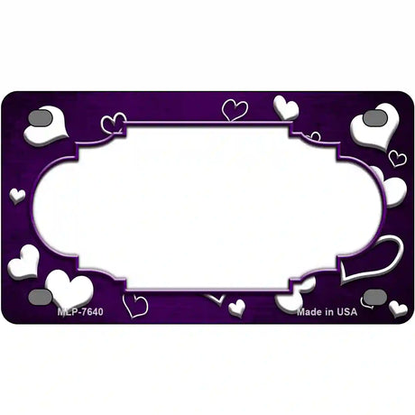 Purple White Love Scallop Oil Rubbed Metal Novelty License Plate 4" x 2.2" (MLP)