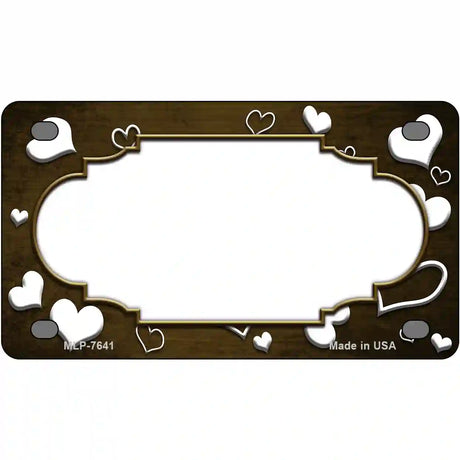 Brown White Love Scallop Oil Rubbed Metal Novelty License Plate 4" x 2.2" (MLP)