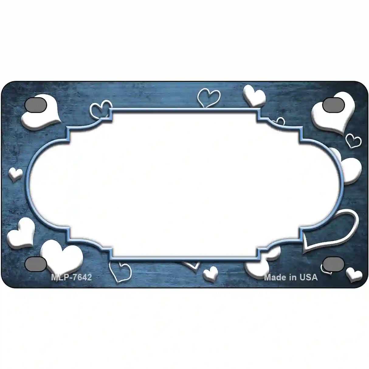 Light Blue White Love Scallop Oil Rubbed Metal Novelty License Plate 4" x 2.2" (MLP)