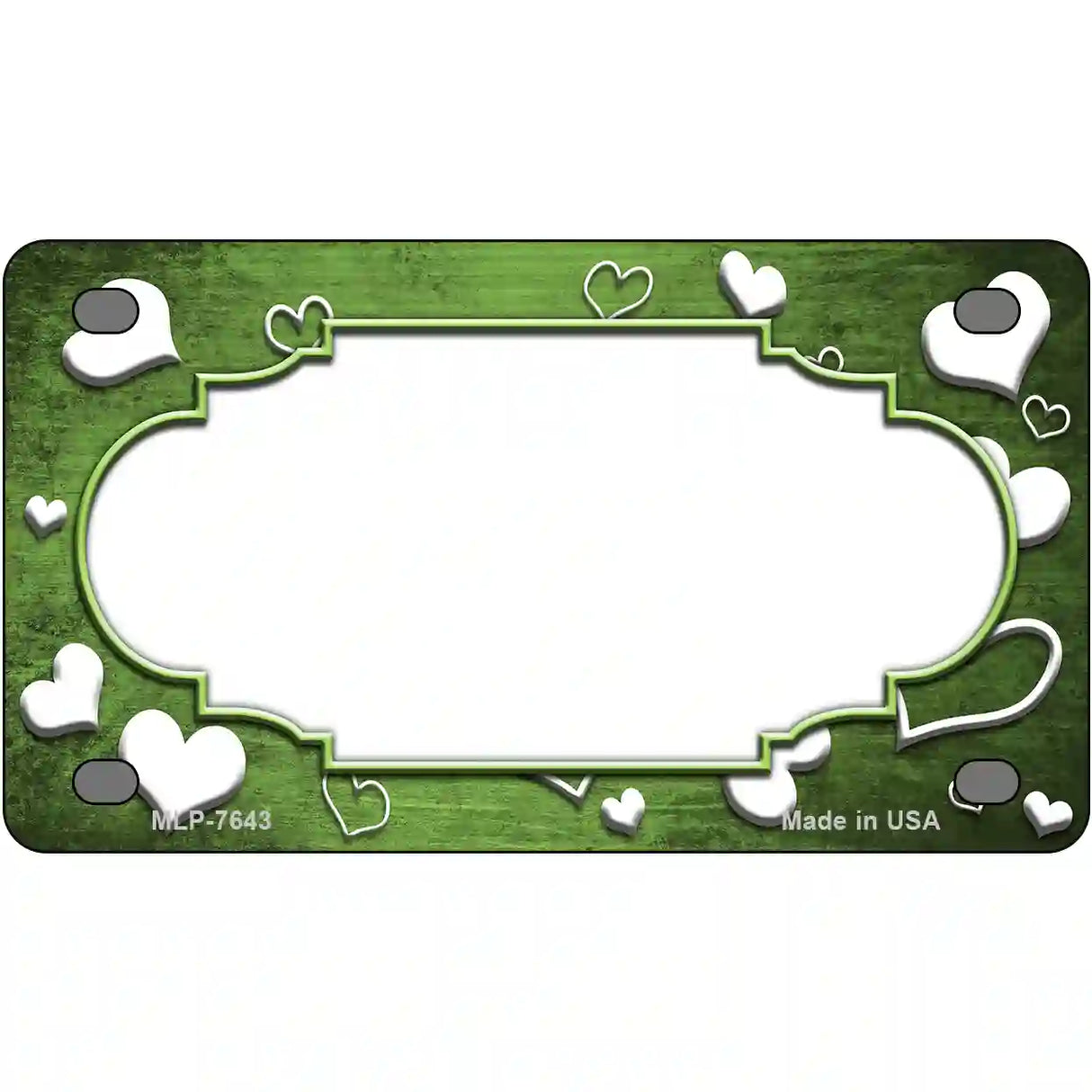 Lime Green White Love Scallop Oil Rubbed Metal Novelty License Plate 4" x 2.2" (MLP)