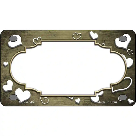 Gold White Love Scallop Oil Rubbed Metal Novelty License Plate 4" x 2.2" (MLP)