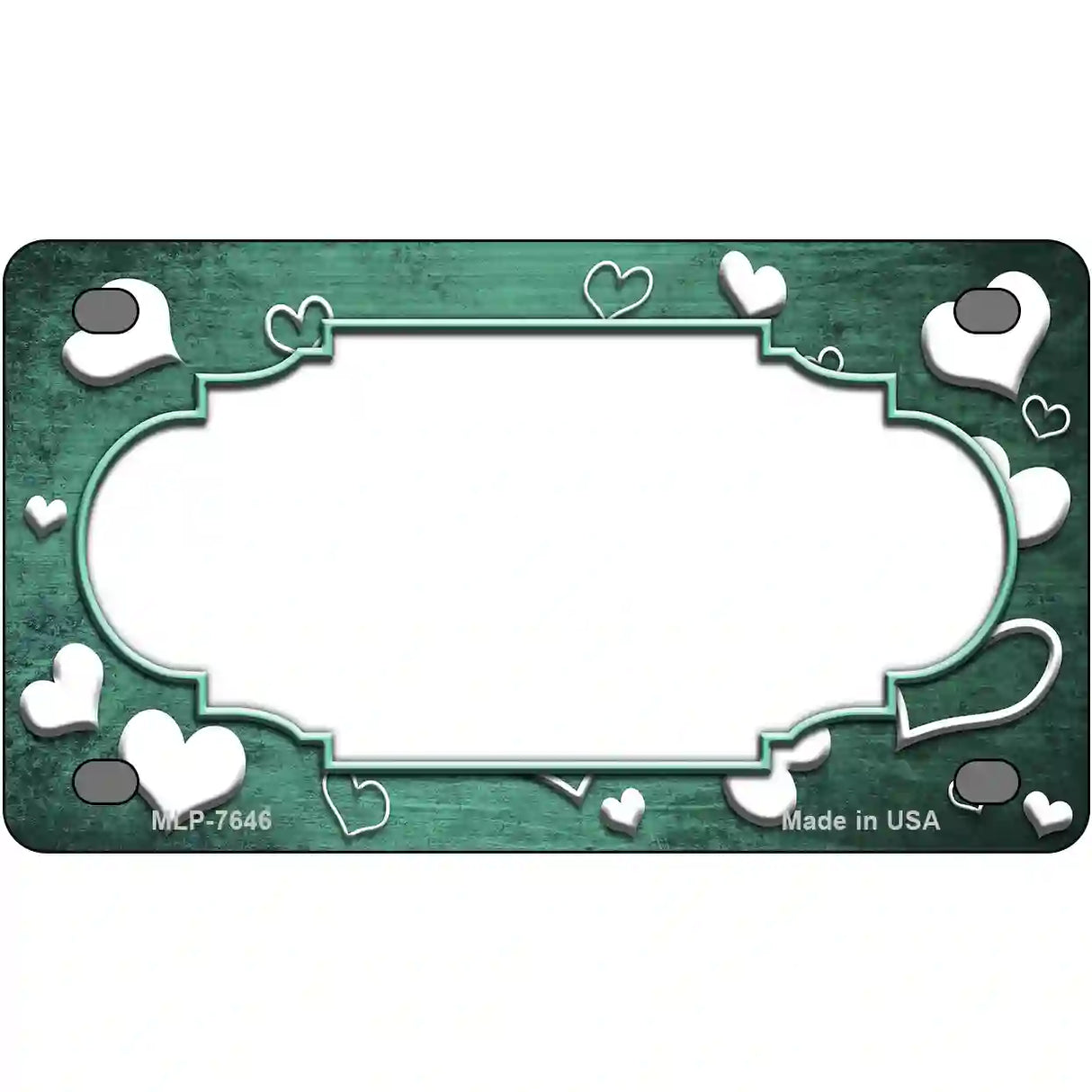 Mint White Love Scallop Oil Rubbed Metal Novelty License Plate 4" x 2.2" (MLP)