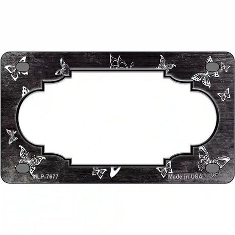 Black White Scallop Butterfly Oil Rubbed Metal Novelty License Plate 4" x 2.2" (MLP)