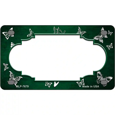 Green White Scallop Butterfly Oil Rubbed Metal Novelty License Plate 4" x 2.2" (MLP)