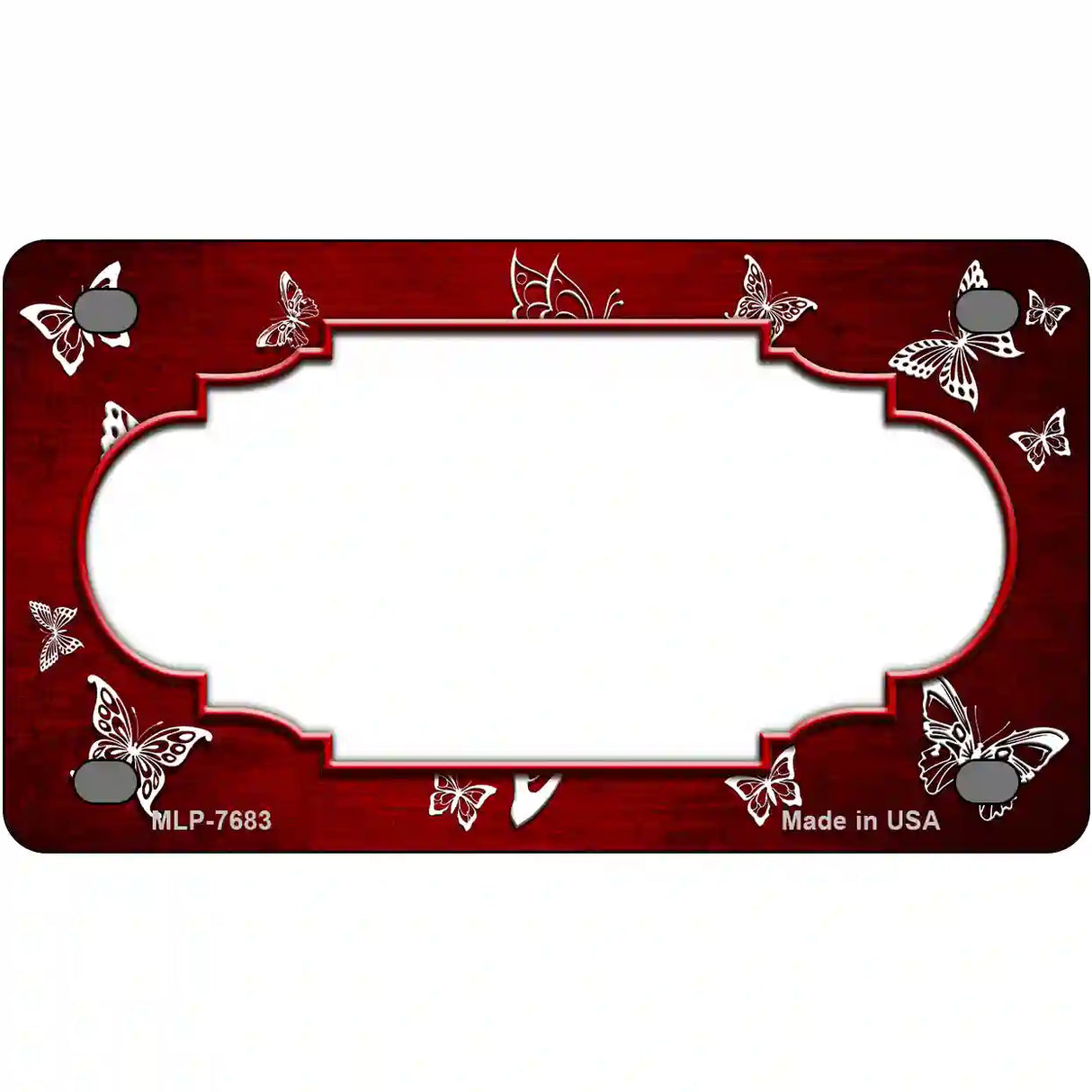 Red White Scallop Butterfly Oil Rubbed Metal Novelty License Plate 4" x 2.2" (MLP)