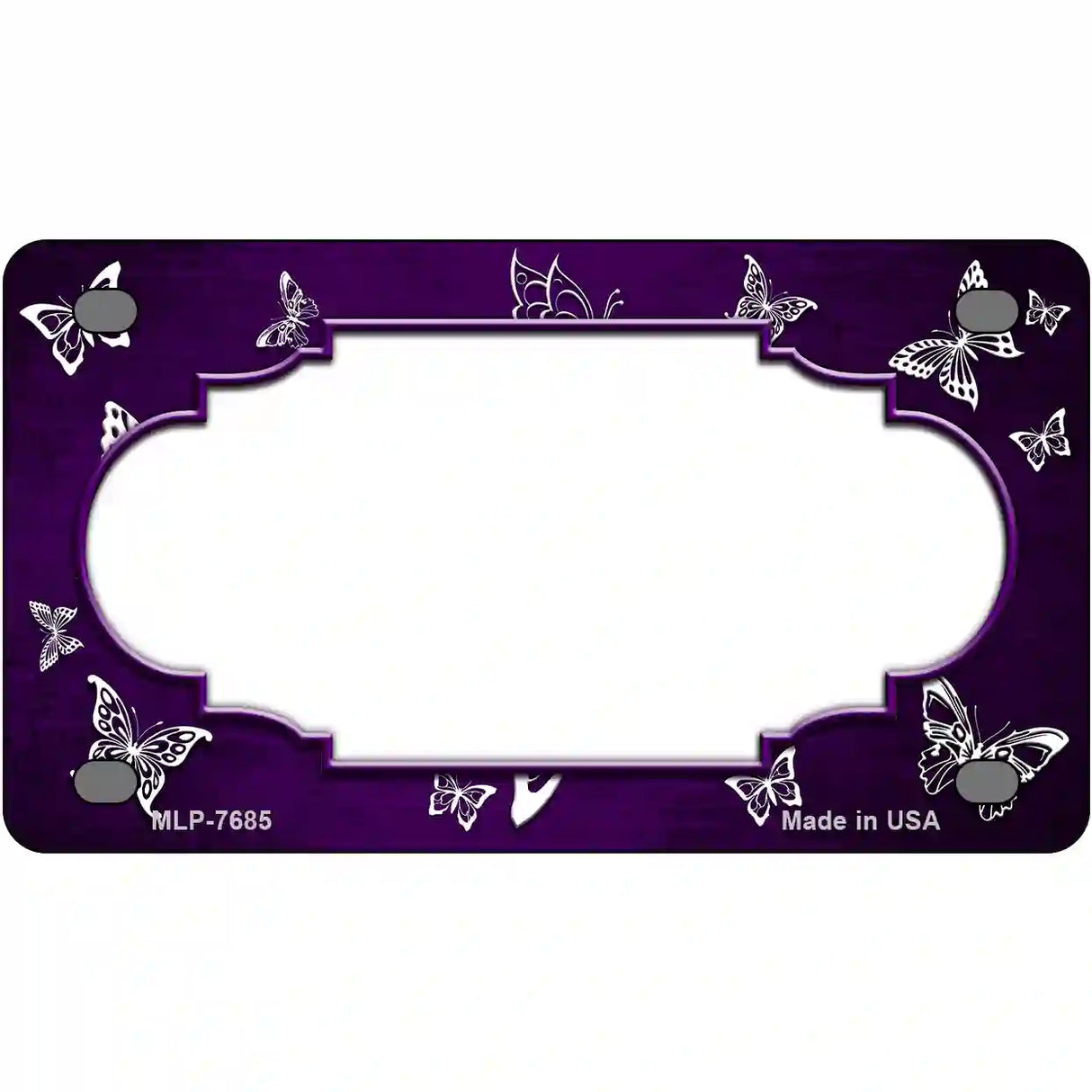 Purple White Scallop Butterfly Oil Rubbed Metal Novelty License Plate 4" x 2.2" (MLP)