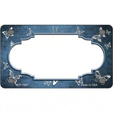 Light Blue White Scallop Butterfly Oil Rubbed Metal Novelty License Plate 4" x 2.2" (MLP)