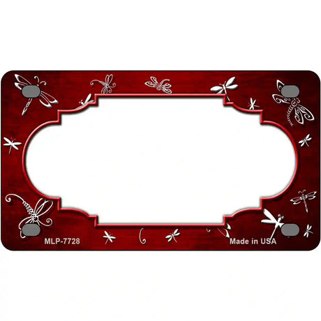 Red White Dragonfly Scallop Oil Rubbed Metal Novelty License Plate 4" x 2.2" (MLP)