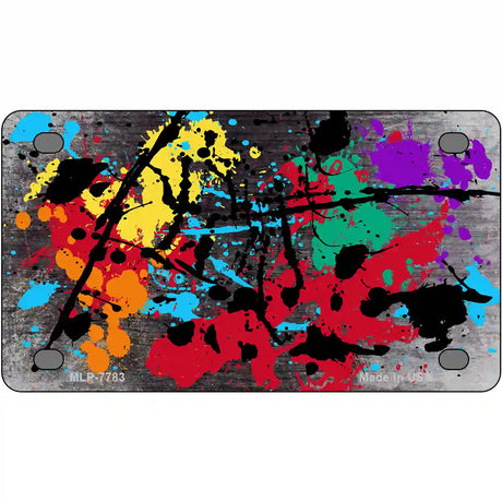 Black White Splatter Oil Rubbed Metal Novelty License Plate 4" x 2.2" (MLP)