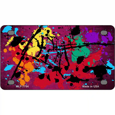 Pink Splatter Oil Rubbed Metal Novelty License Plate 4" x 2.2" (MLP)