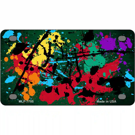 Green Splatter Oil Rubbed Metal Novelty License Plate 4" x 2.2" (MLP)