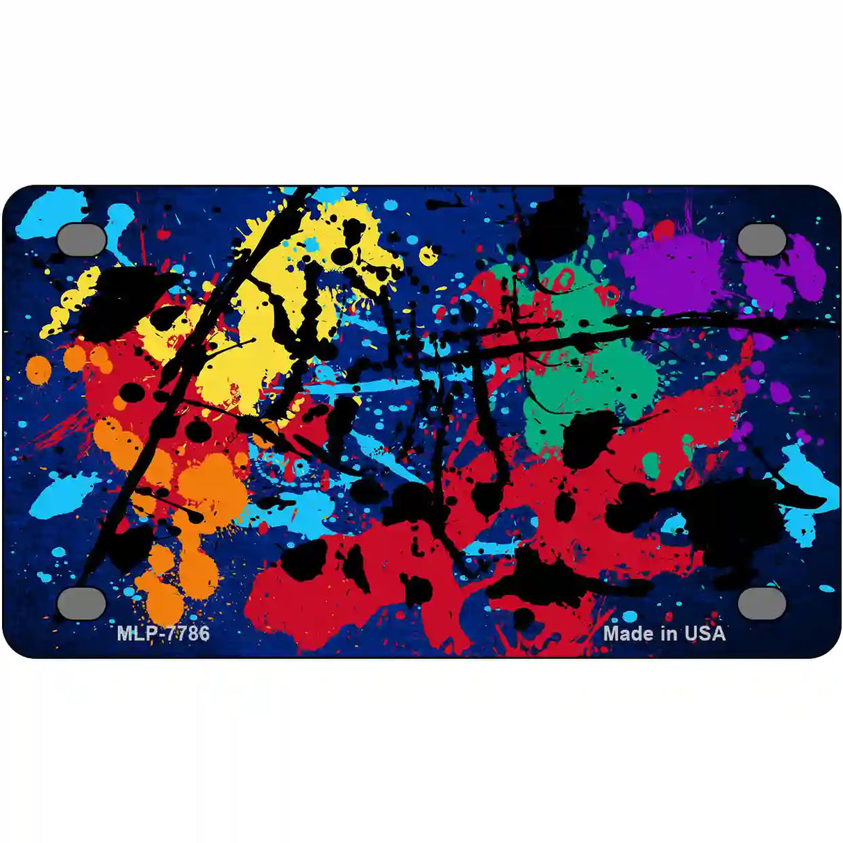 Blue Splatter Oil Rubbed Metal Novelty License Plate 4" x 2.2" (MLP)