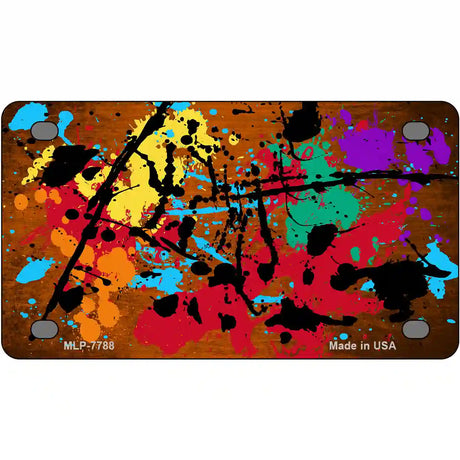 Orange Splatter Oil Rubbed Metal Novelty License Plate 4" x 2.2" (MLP)