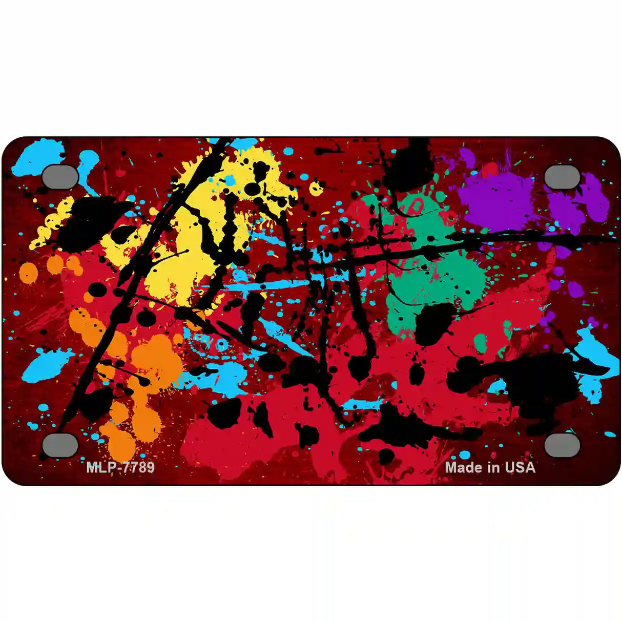 Red Splatter Oil Rubbed Metal Novelty License Plate 4" x 2.2" (MLP)