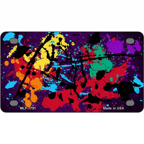 Purple Splatter Oil Rubbed Metal Novelty License Plate 4" x 2.2" (MLP)