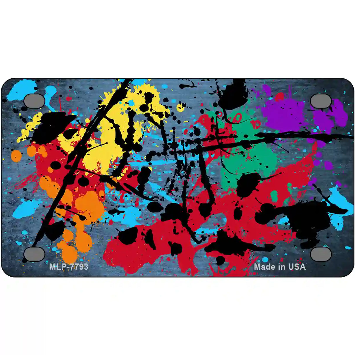 Light Blue Splatter Oil Rubbed Metal Novelty License Plate 4" x 2.2" (MLP)