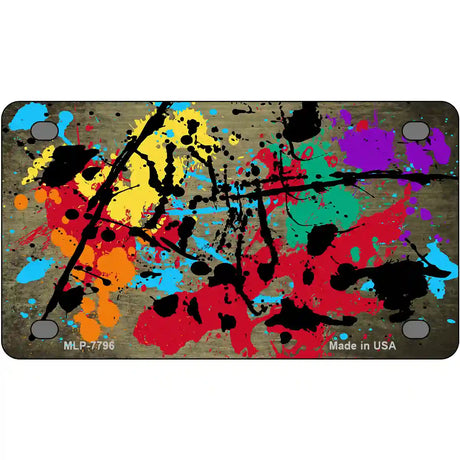 Gold Splatter Oil Rubbed Metal Novelty License Plate 4" x 2.2" (MLP)