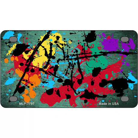 Mint Splatter Oil Rubbed Metal Novelty License Plate 4" x 2.2" (MLP)