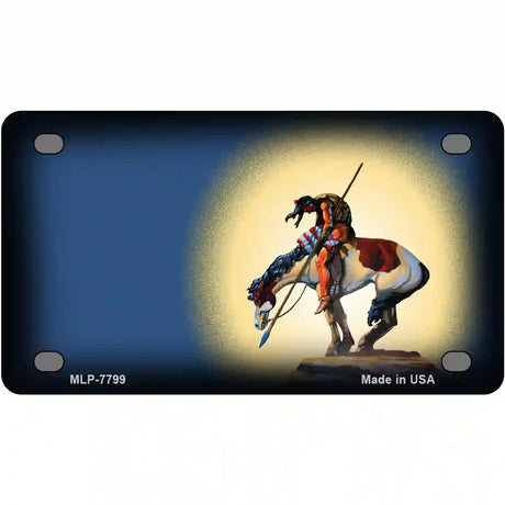 End Of The Trail Black Novelty Metal License Plate 4" x 2.2" (MLP)