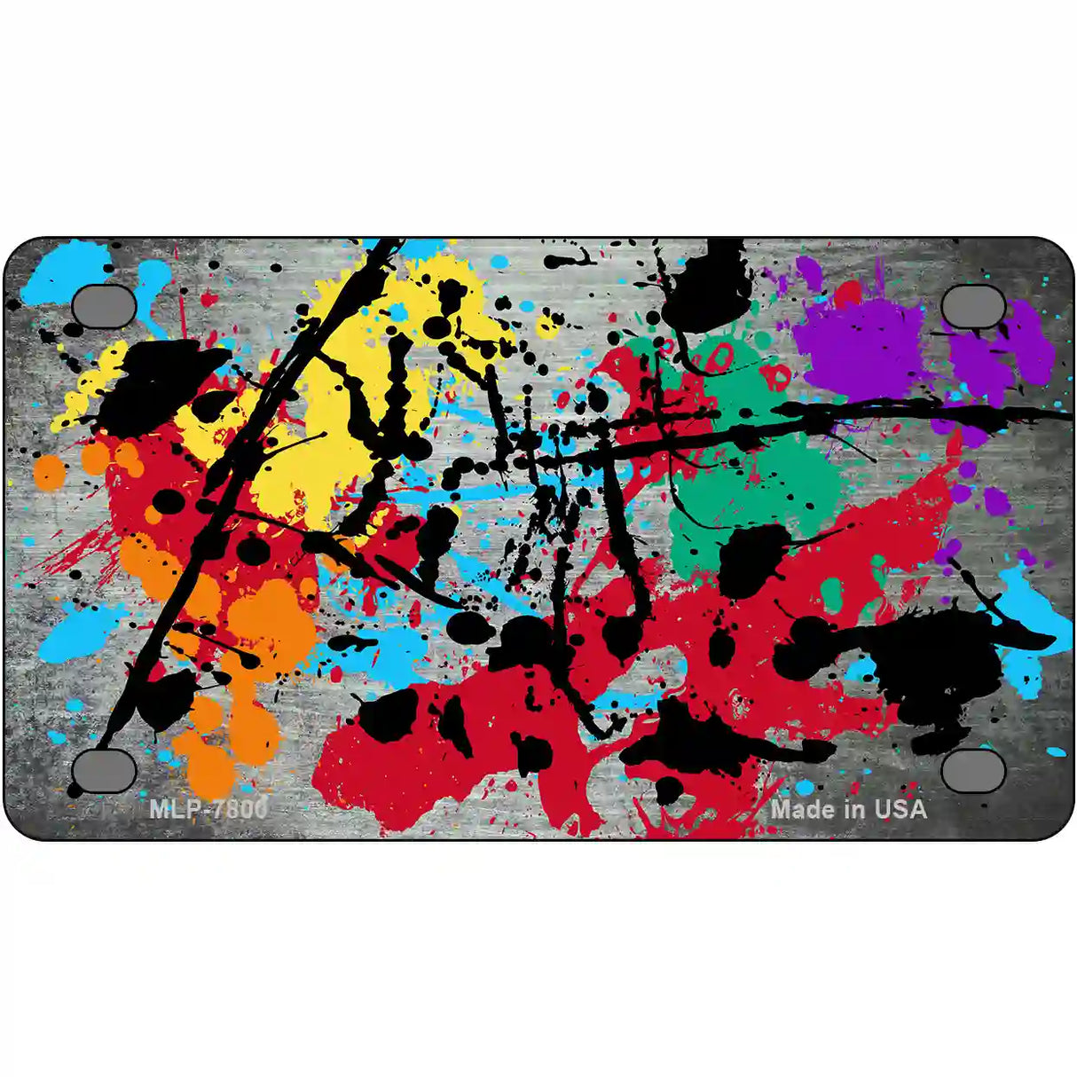 White Splatter Oil Rubbed Metal Novelty License Plate 4" x 2.2" (MLP)