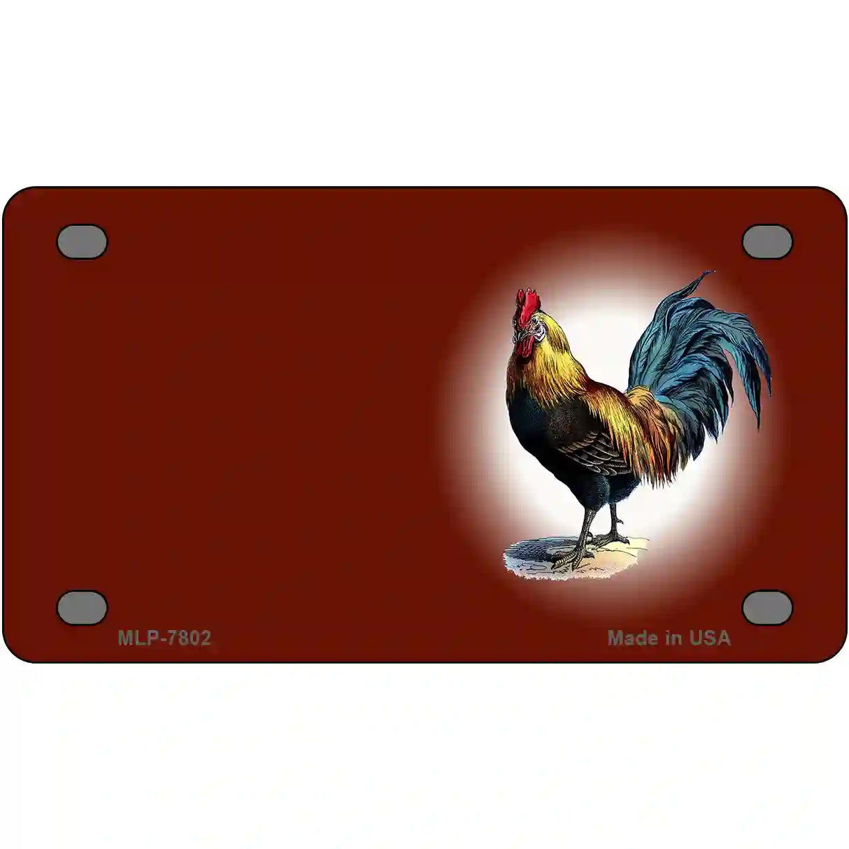 Rooster Offset Red Metal Novelty License Plate 4" x 2.2" (MLP)