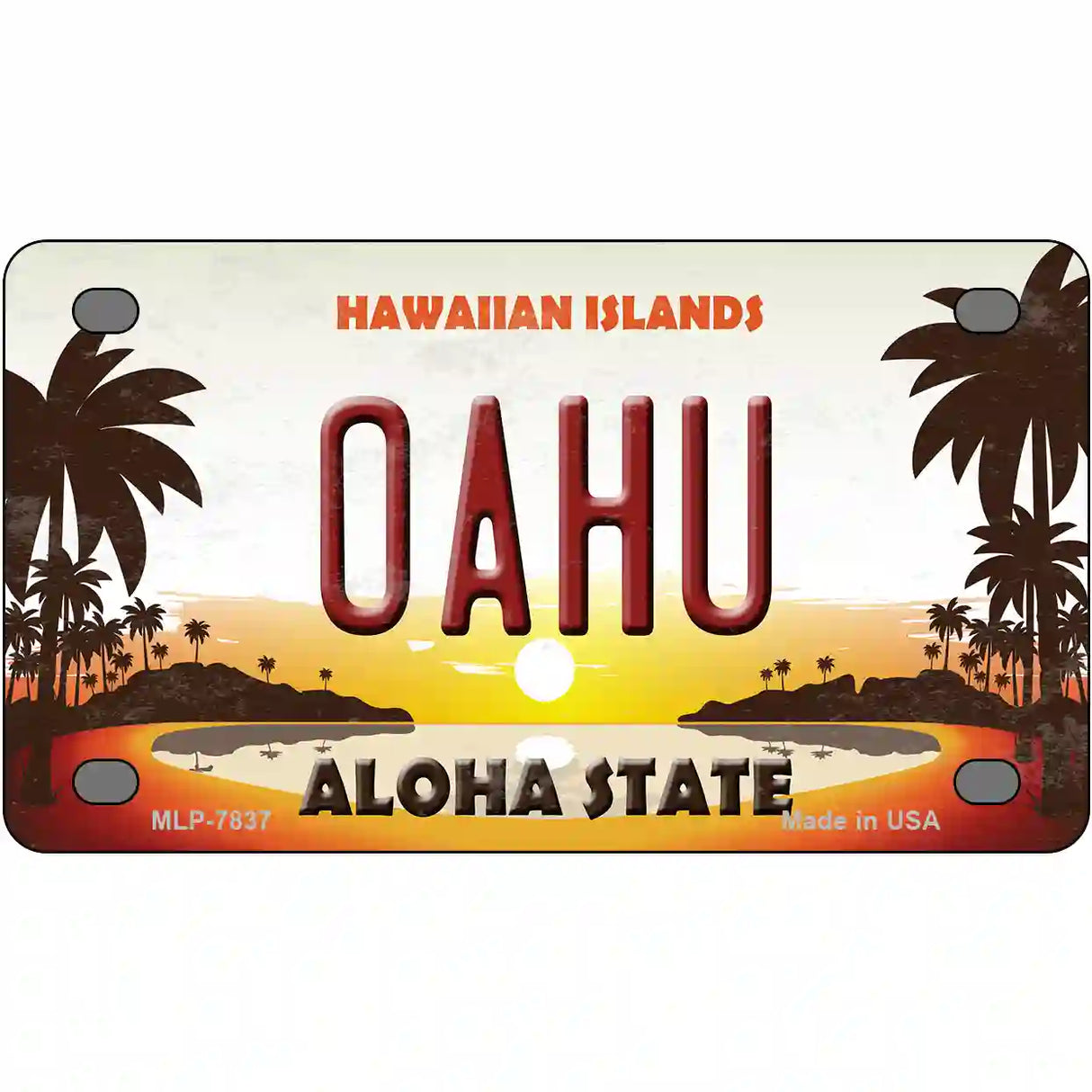 Oahu Hawaiian Islands Novelty Metal License Plate 4" x 2.2" (MLP)