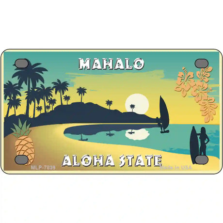 Mahalo Pineapple Hawaii Blank State Novelty Metal License Plate 4" x 2.2" (MLP)