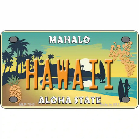 Hawaii Pineapple Novelty Metal License Plate 4" x 2.2" (MLP)