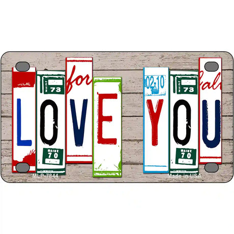 Love You License Plate Art Wood Metal Novelty License Plate 4" x 2.2" (MLP)