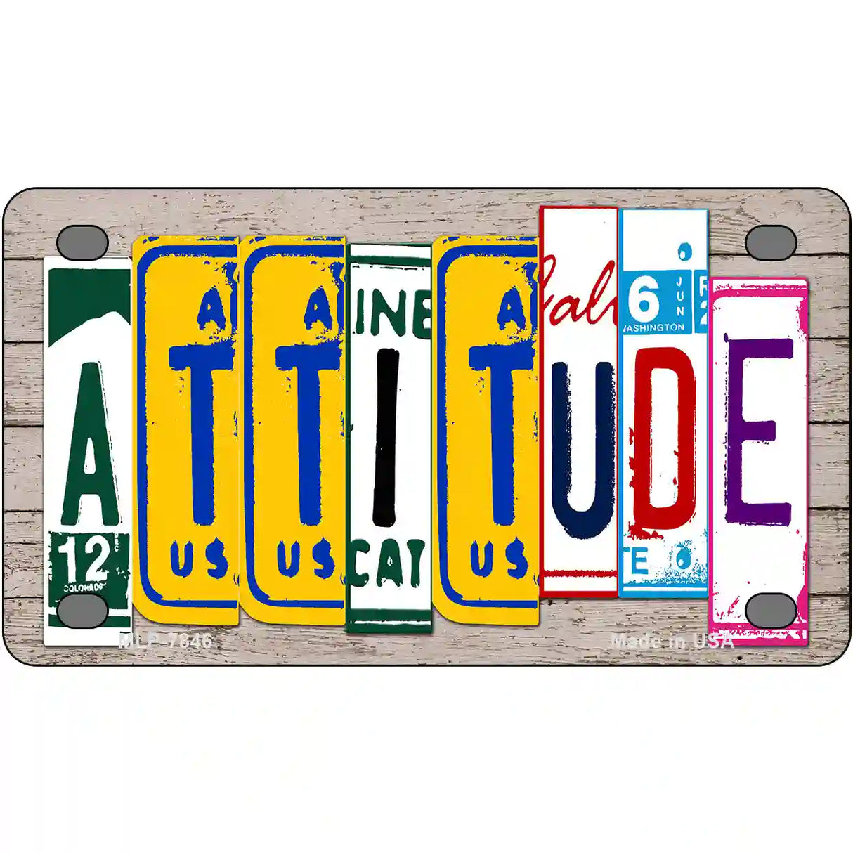 Attitude License Plate Art Wood Metal Novelty License Plate 4" x 2.2" (MLP)