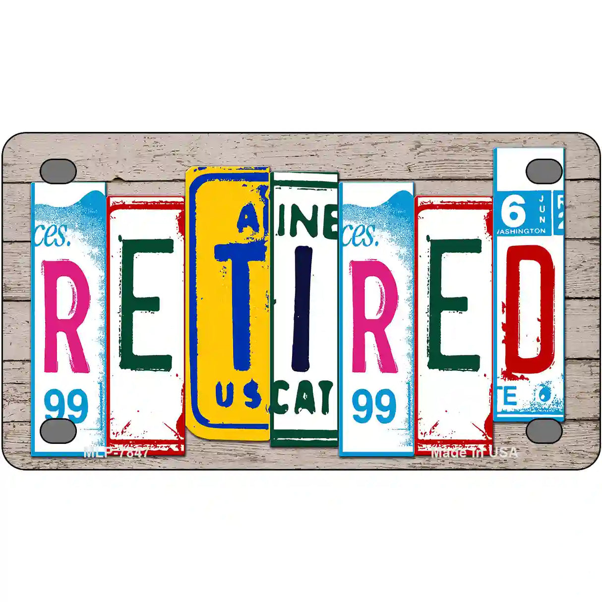 Retired License Plate Art Wood Metal Novelty License Plate 4" x 2.2" (MLP)