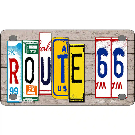 Route 66 License Plate Art Wood Metal Novelty License Plate 4" x 2.2" (MLP)