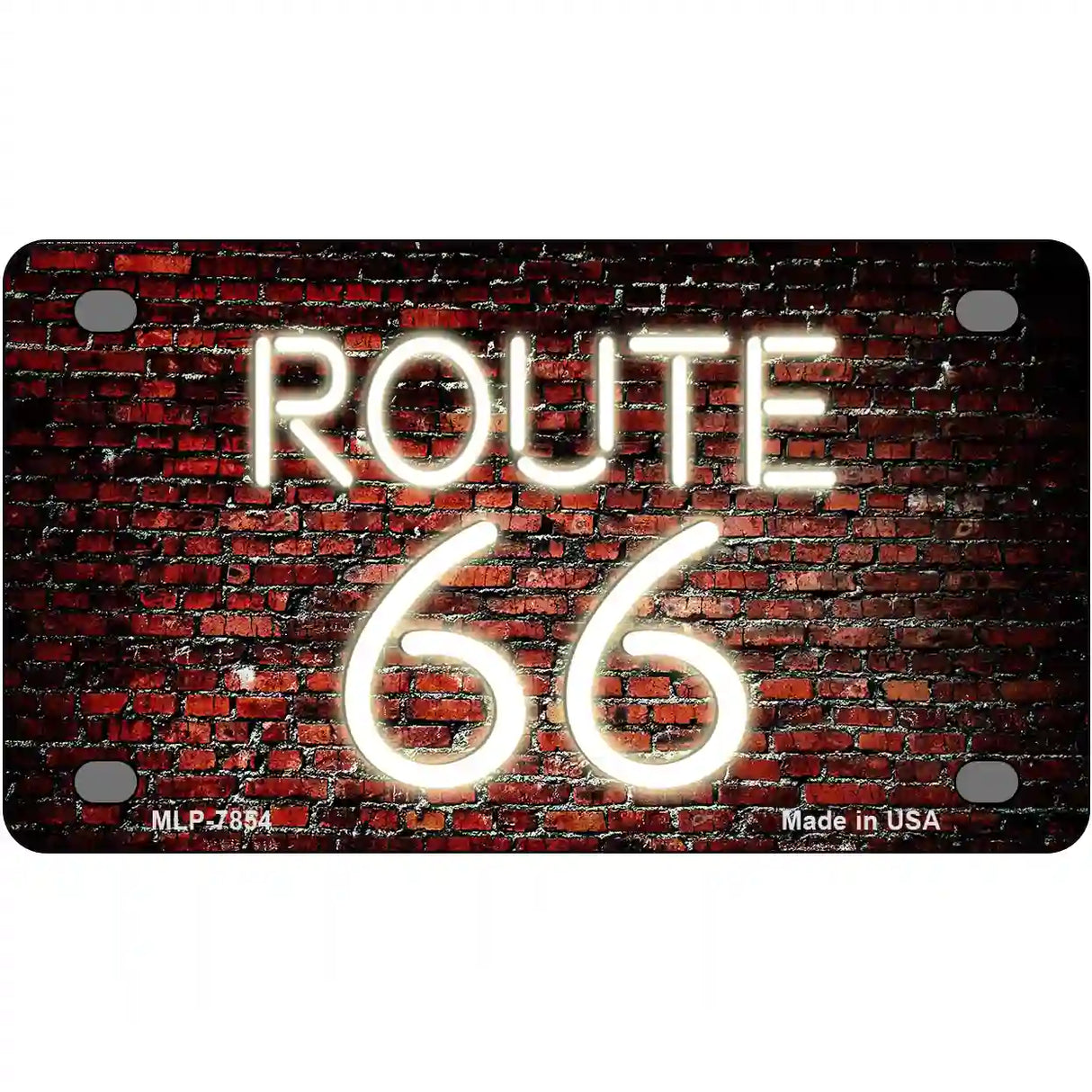 Route 66 Neon Brick Metal Novelty License Plate 4" x 2.2" (MLP)