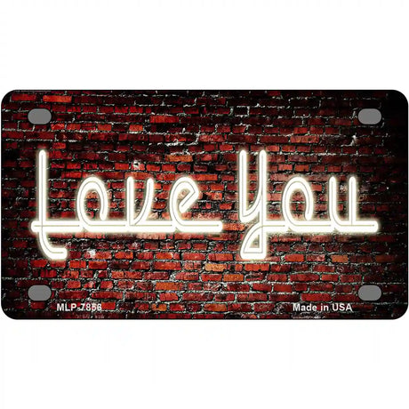 Love You On Brick Wall Novelty Metal License Plate 4" x 2.2" (MLP)