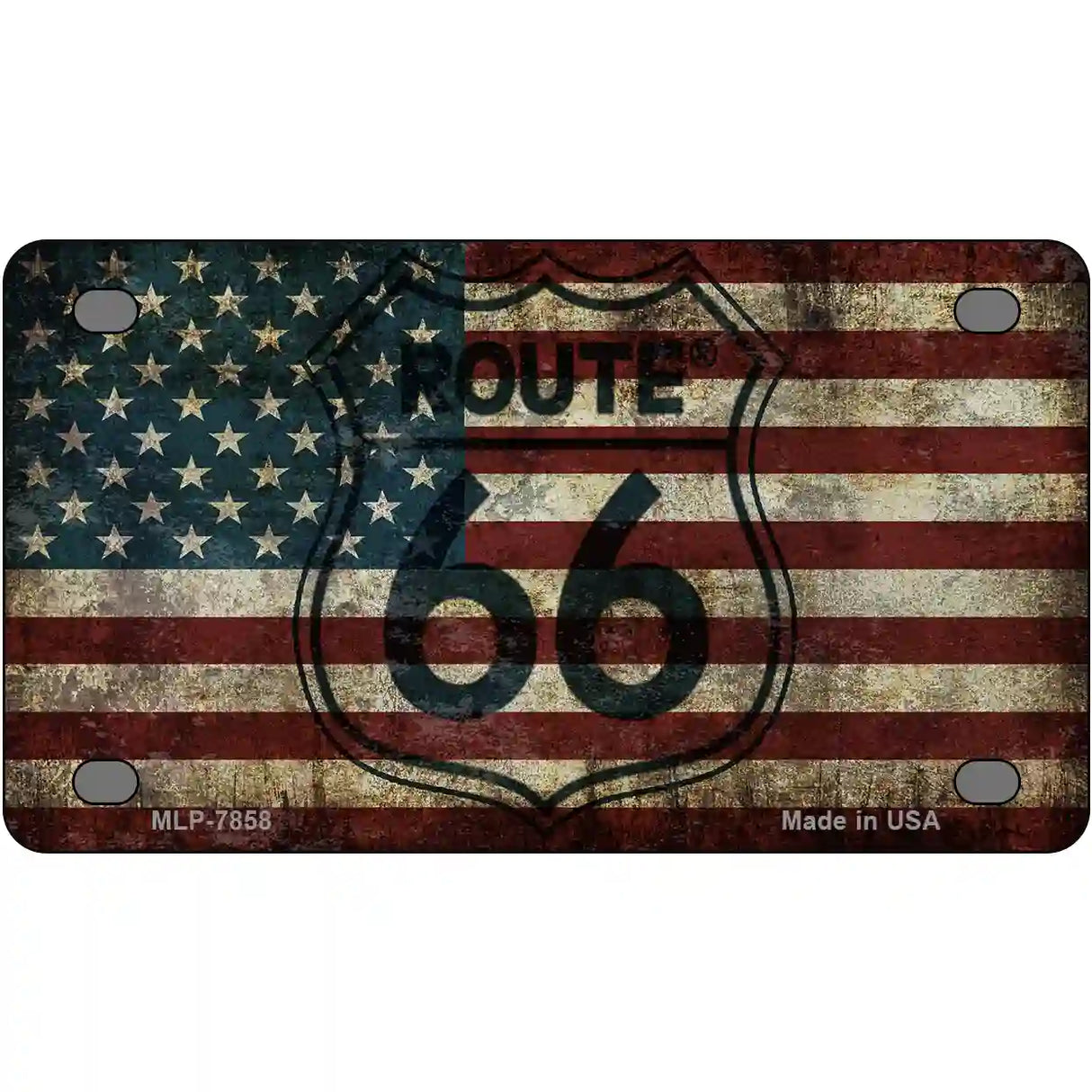 Route 66 American Flag Transparent Metal Novelty License Plate 4" x 2.2" (MLP)