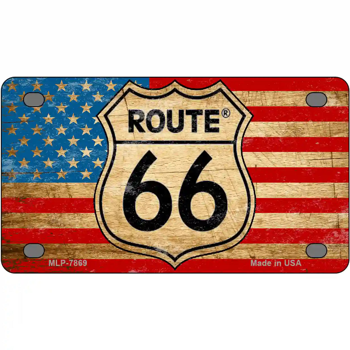 Route 66 American Flag Metal Novelty License Plate 4" x 2.2" (MLP)