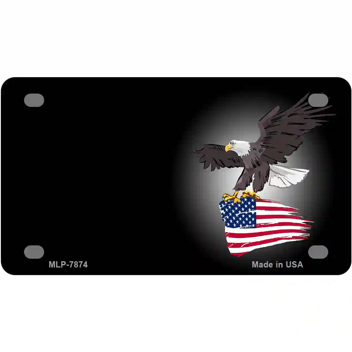 Eagle Flag Offset Metal Novelty License Plate 4" x 2.2" (MLP)