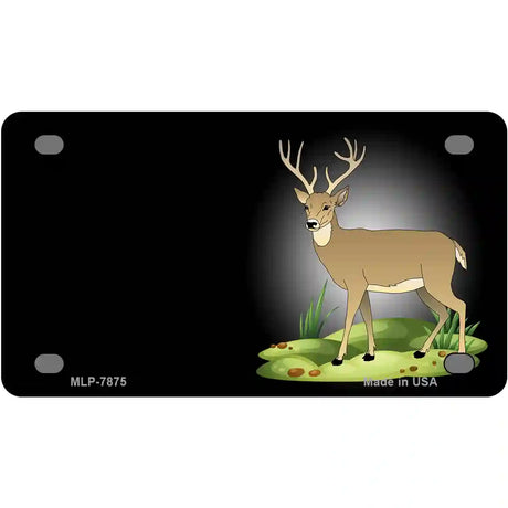 Deer Offset Metal Novelty License Plate 4" x 2.2" (MLP)