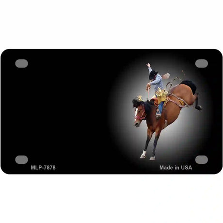 Buckin Bronco Offset Metal Novelty License Plate 4" x 2.2" (MLP)