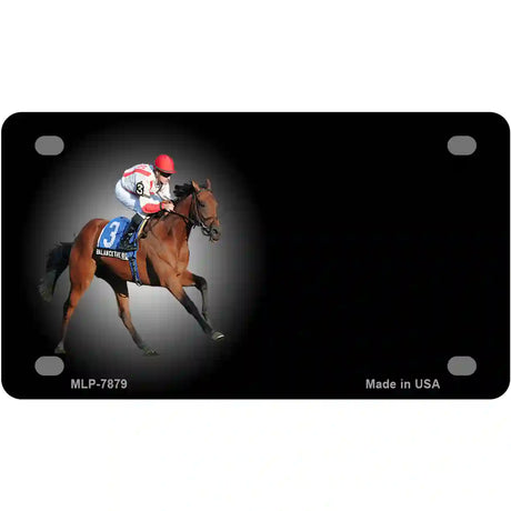 Horse Racing Offset Metal Novelty License Plate 4" x 2.2" (MLP)