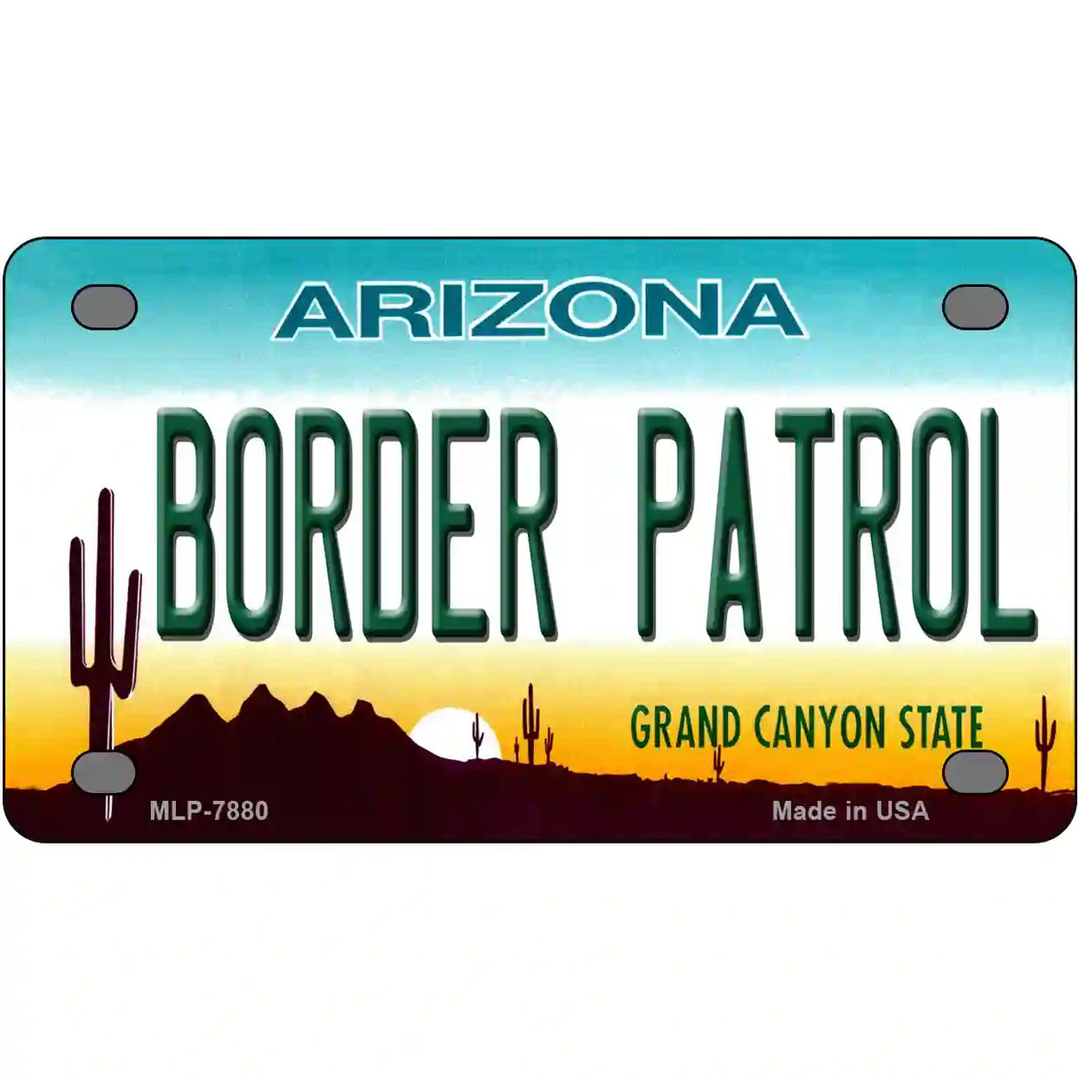 Border Patrol Arizona State Novelty Metal License Plate 4" x 2.2" (MLP)