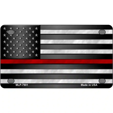 American Flag Thin Red Line Novelty Metal License Plate 4" x 2.2" (MLP)