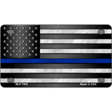 American Flag Thin Blue Line Novelty Metal License Plate 4" x 2.2" (MLP)