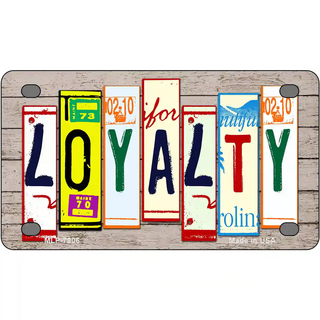 Loyalty Wood License Plate Art Novelty Metal License Plate 4" x 2.2" (MLP)