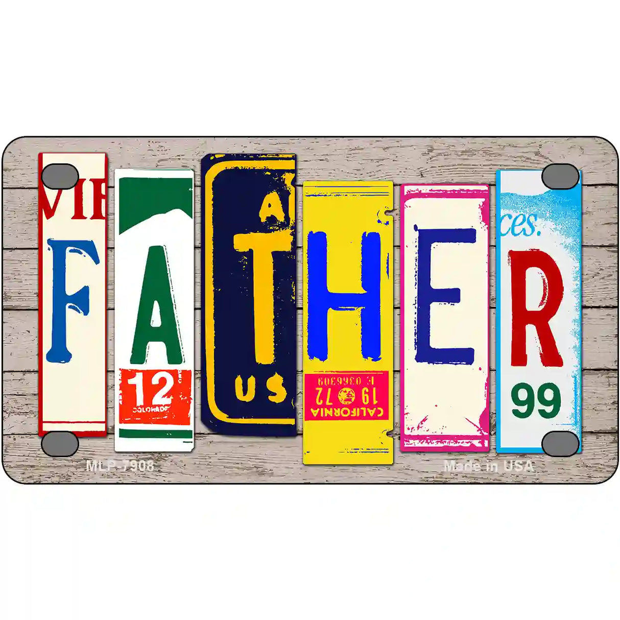 Father Wood License Plate Art Novelty Metal License Plate 4" x 2.2" (MLP)