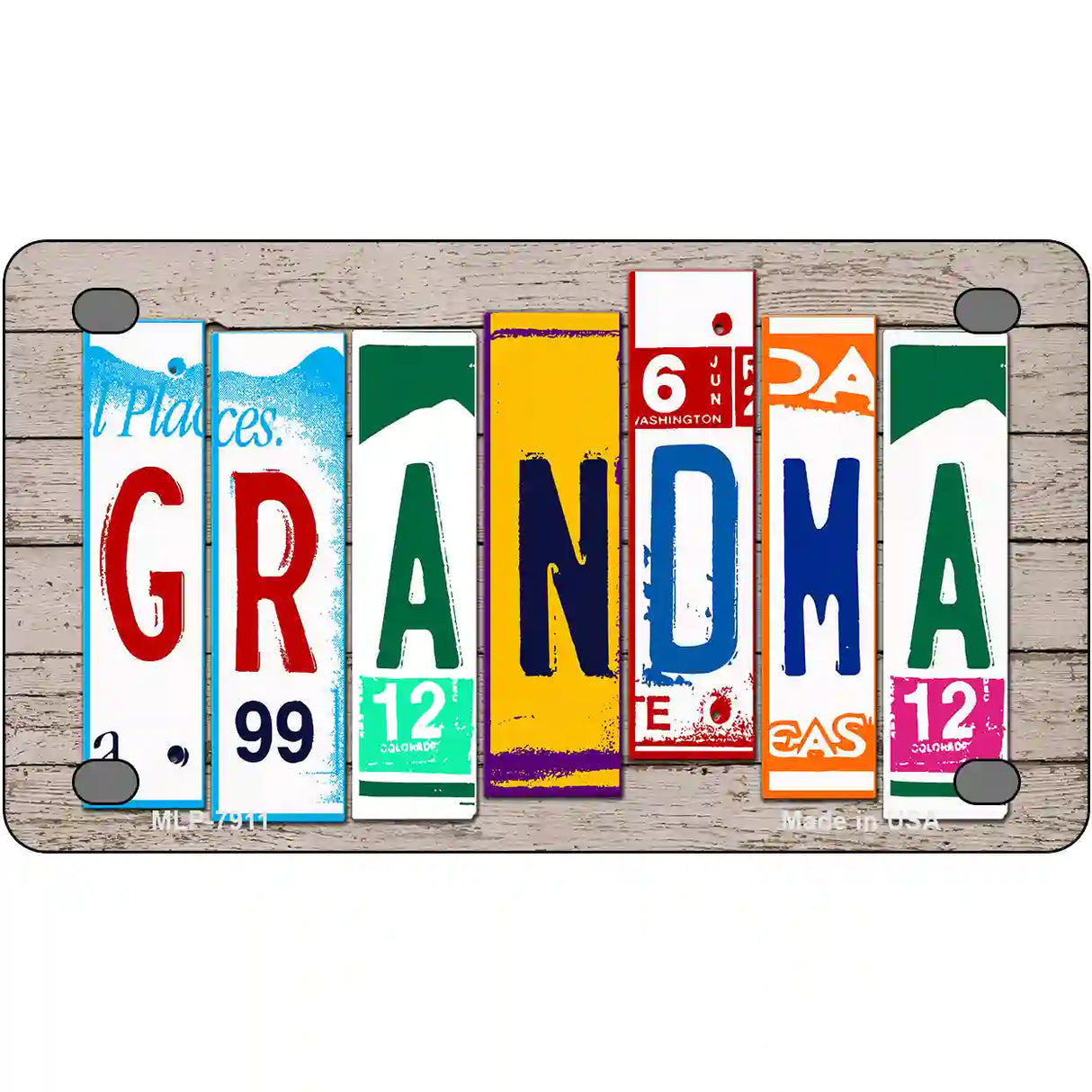 Grandma Wood License Plate Art Novelty Metal License Plate 4" x 2.2" (MLP)