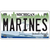 Marines Michigan Novelty Metal License Plate 4" x 2.2" (MLP)