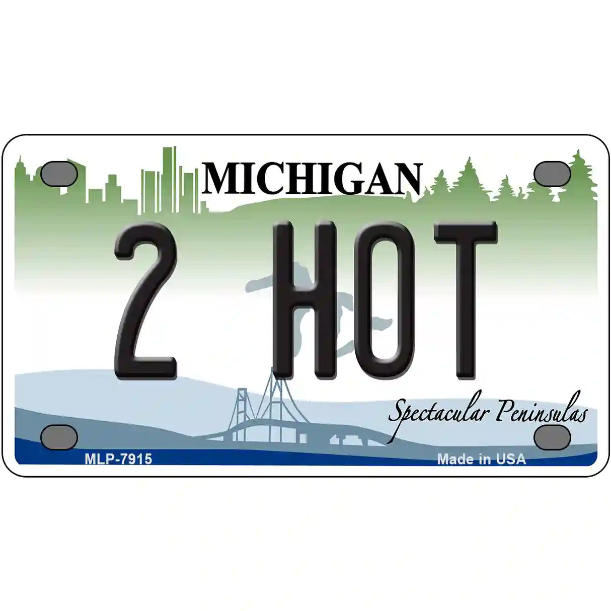 2 Hot Michigan Novelty Metal License Plate 4" x 2.2" (MLP)