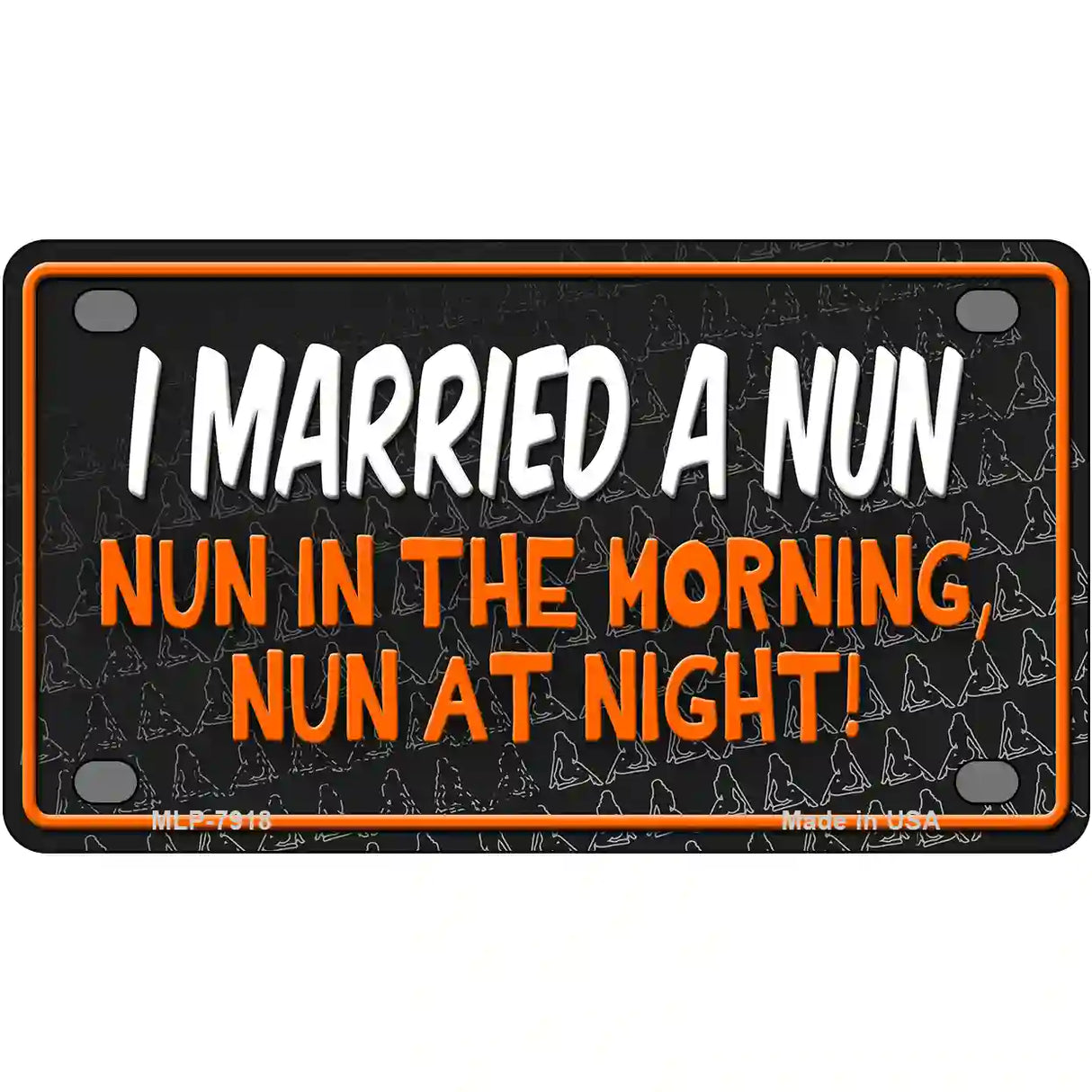 I Married A Nun Silhouettes Novelty Metal License Plate 4" x 2.2" (MLP)