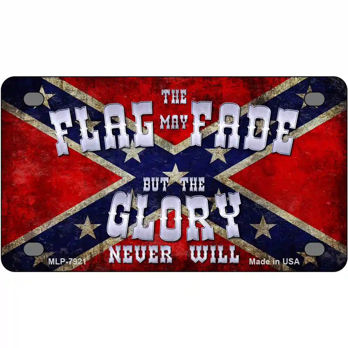 Flag May Fade Novelty Metal License Plate 4" x 2.2" (MLP)